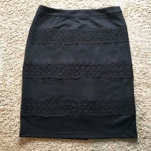 Black Pencil Skirt with lace detail